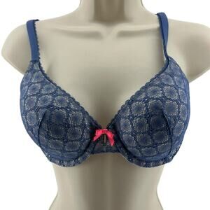 Victoria's Secret Body By Victoria Lined Perfect Coverage Womens 34C Blue Lace